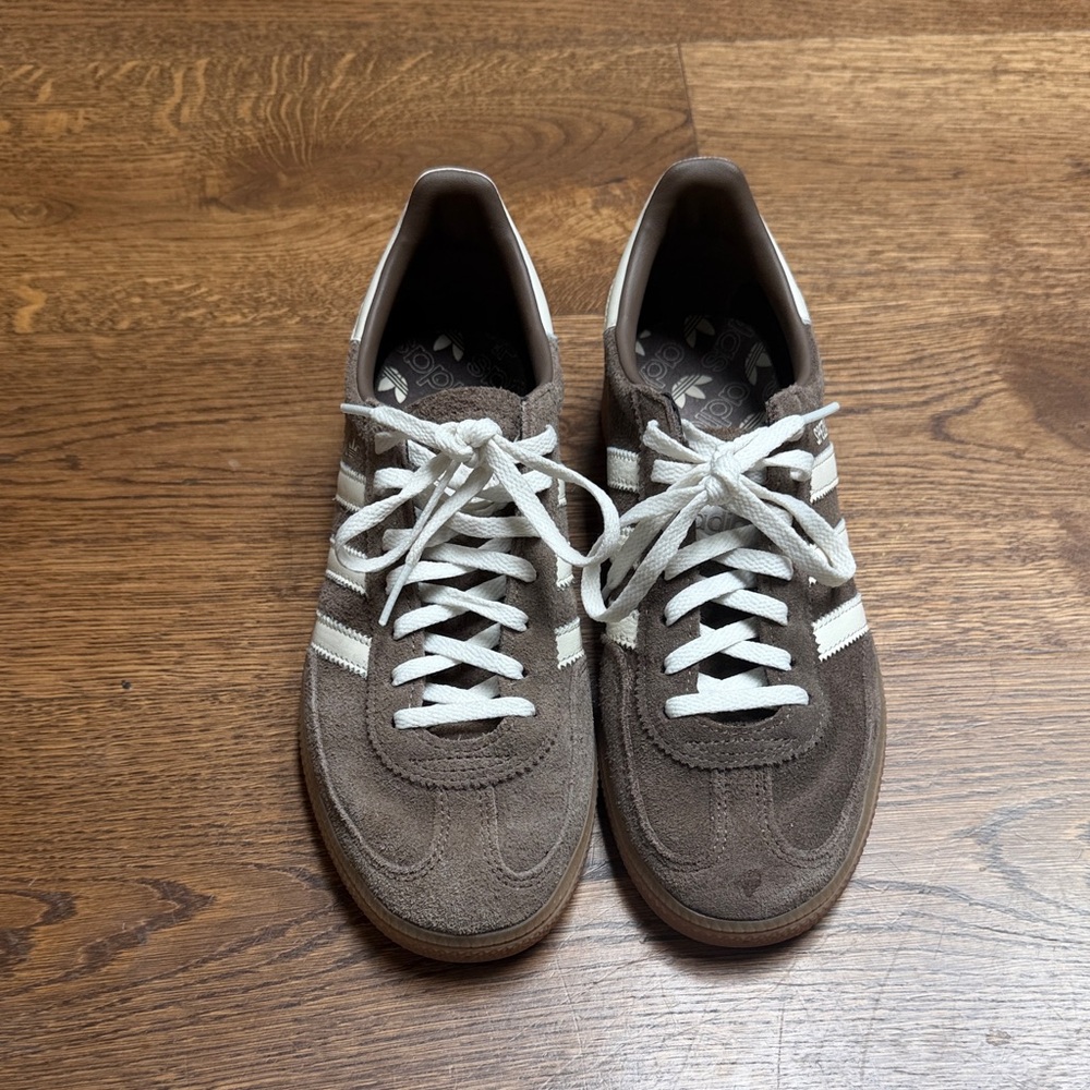 adidas Handball Spezial Suede Sneakers in Brown with Cream Stripes and Gum Sole - Picture 2 of 8